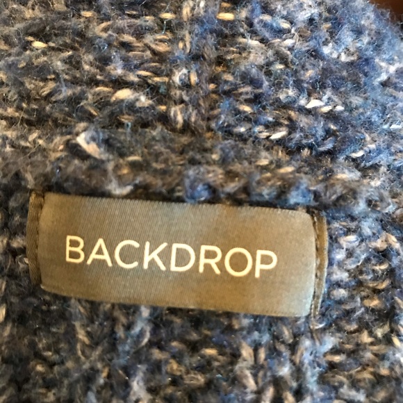 BackDrop Long Blue Cable Knit Cardigan - Picture 4 of 5